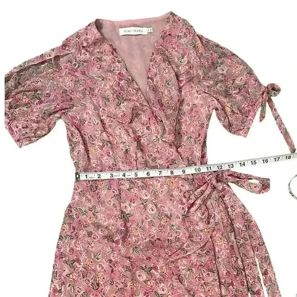 FLORET STUDIOS Ruffle Side Tie Wrap Midi Dress in Mauve Pink Size XS NWOT - Picture 5 of 10